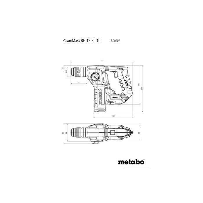 Marteau perforateur sans fil PowerMaxx BH 12 BL 16 (2x LiHD 4,0Ah)-Metabo-ONtools