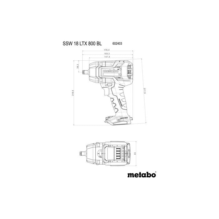 Akku-Schlagschrauber SSW 18 LTX 800 BL (Gehäuse) mB-Metabo-ONtools